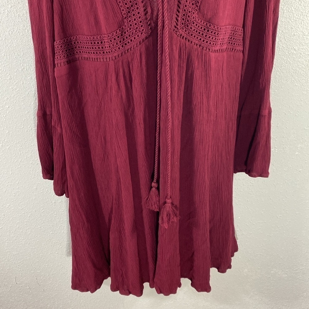 Torrid Zinfandel Burgundy Mini Gauze Lace-Up Skater Dress 2 2X 18 20 RR14 - Picture 6 of 16